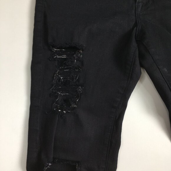 FRAME Denim Le Skinny De Jeanne Film Noir Black Wash Distressed Slim Fit Jeans - Picture 7 of 11